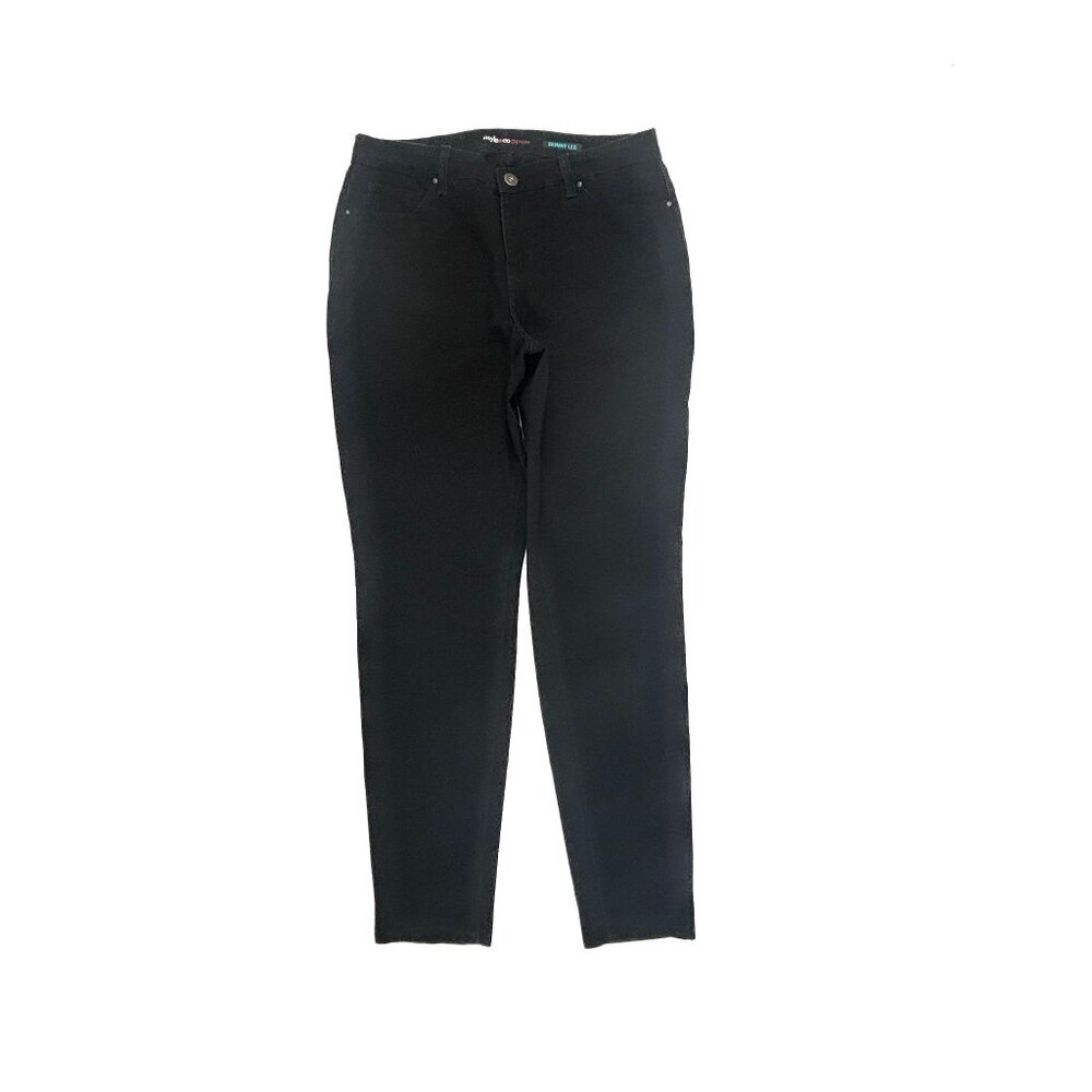 Style & Co Skinny Leg Jeans Women 12 Black Denim Mid Rise Stretch